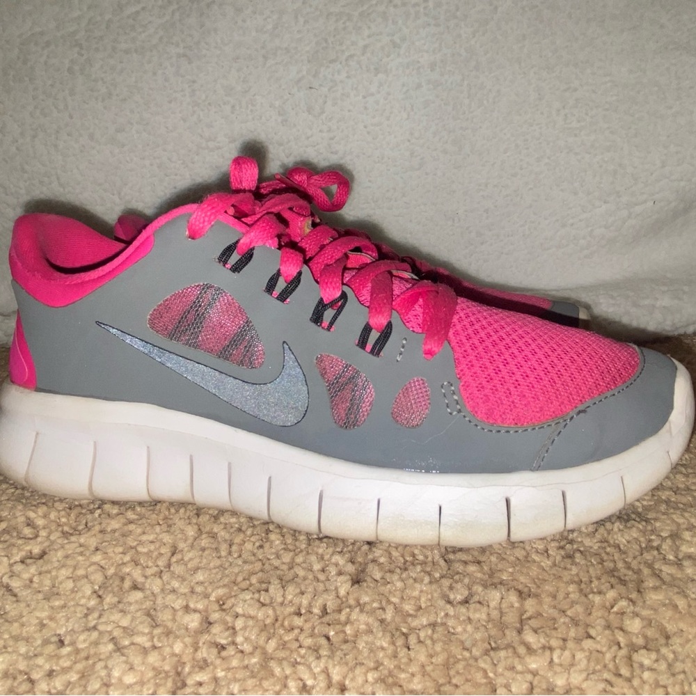 Gray and Pink Nike Running Shoes